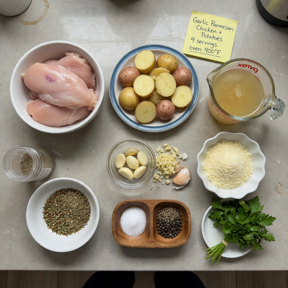 Slow Cooker Garlic Parmesan Chicken and Potatoes