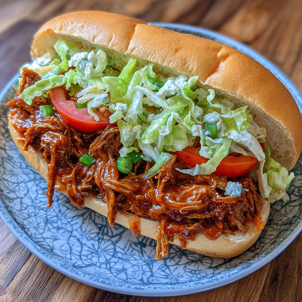 Spicy Shredded Buffalo Beef Sandwich