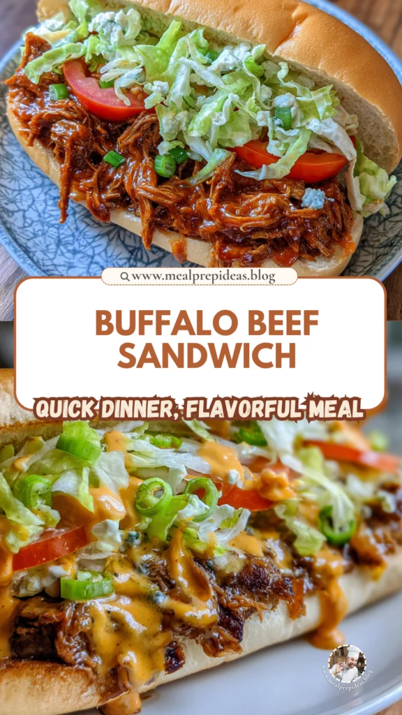 Spicy Shredded Buffalo Beef Sandwich