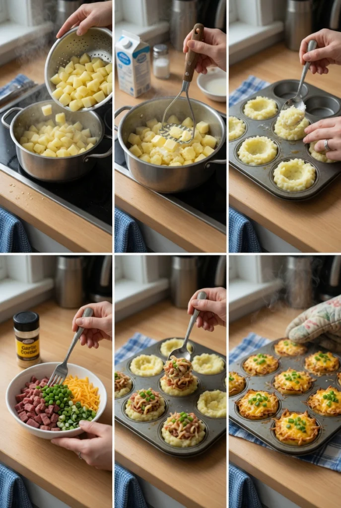 Stuffed Mashed Potato Nests